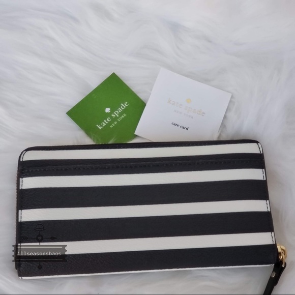 NWT Kate Spade Hyde Lane Stripe Black White Wallet - Picture 3 of 7
